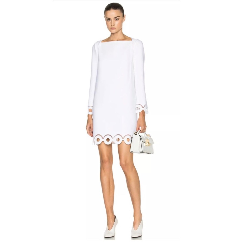 Carven Runway designer crepe white dress S M 4 6